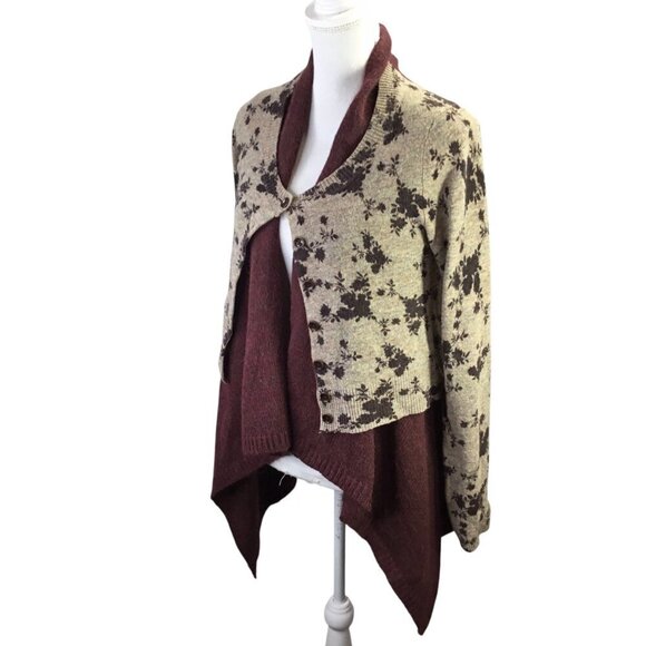 Sleeping on Snow Cozy Times Sweater Layered Cardigan Wool Alpaca Lagenlook Sz S - Picture 2 of 10